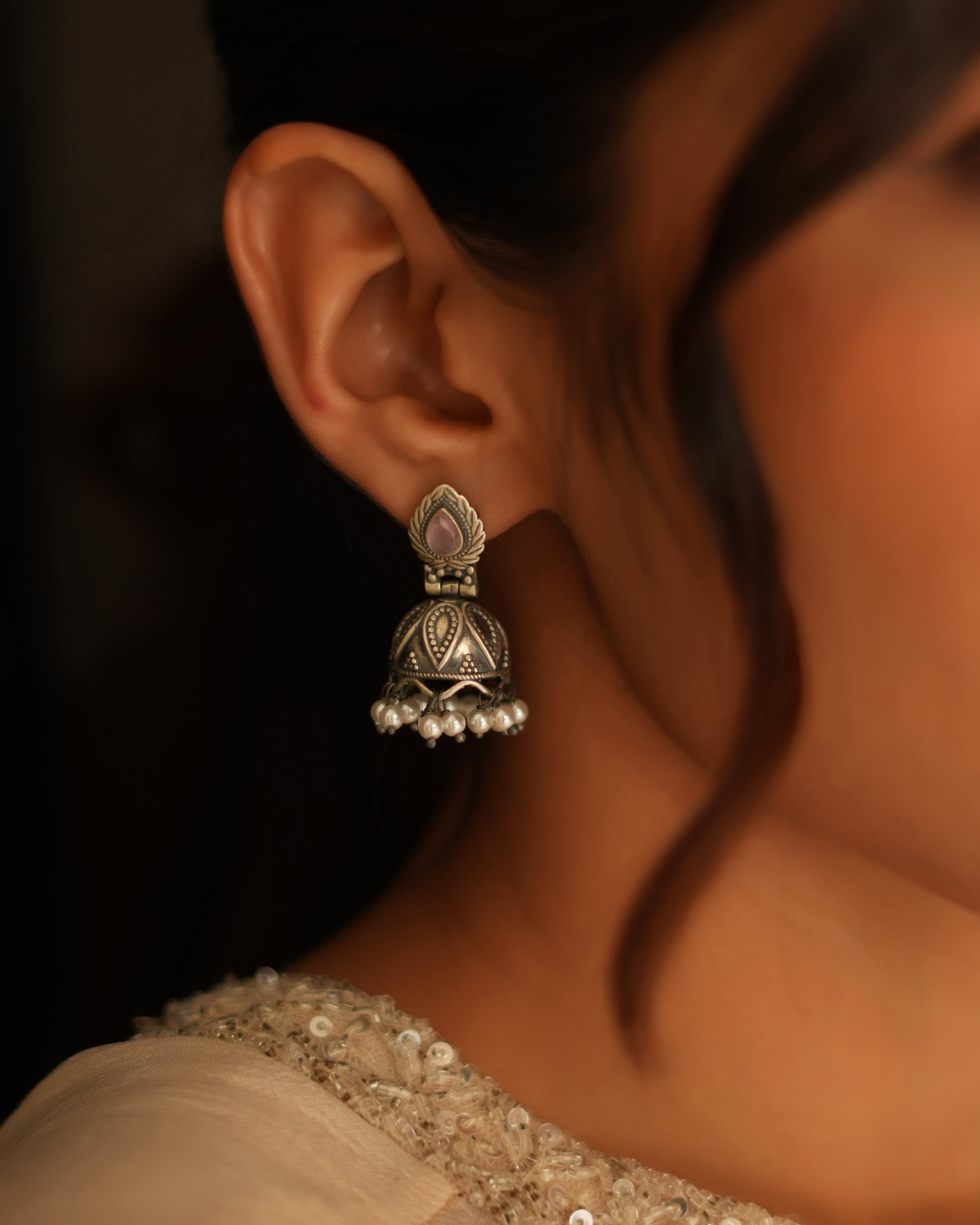 Minimal Oxidised Silver Earrings